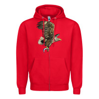 Red American White Sea Eagle Zipper Hoodie - LillyAllenDesigns