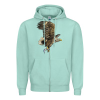 Seafoam American White Sea Eagle Zipper Hoodie - LillyAllenDesigns