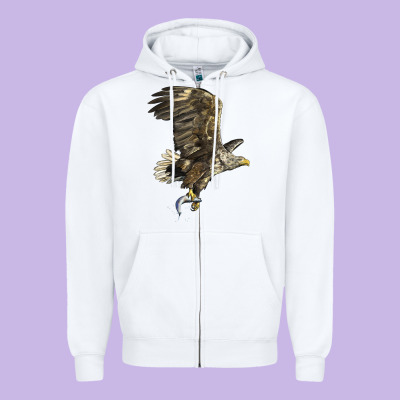 American White Sea Eagle Zipper Hoodie Designed By Lillyallendesigns