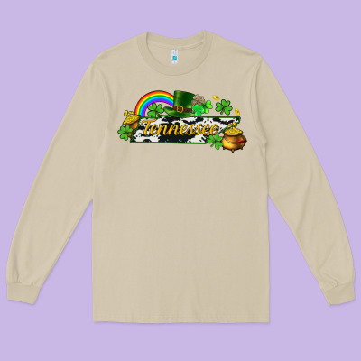 Tennessee Map St. Patrick's Long Sleeve Tee Designed By Cowgirlartshop
