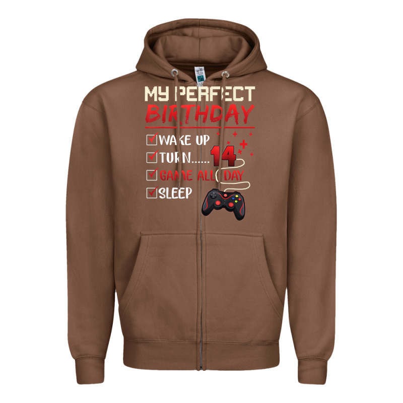 14 Year Old Gamer Gift Boy Teen 14th Perfect Birthday Gaming Zipper Hoodie by trangStudio | Teevron