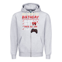 Heather Grey 14 Year Old Gamer Gift Boy Teen 14th Perfect Birthday Gaming Zipper Hoodie - trangStudio