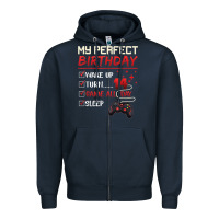 Navy 14 Year Old Gamer Gift Boy Teen 14th Perfect Birthday Gaming Zipper Hoodie - trangStudio