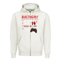 Oatmeal Heather 14 Year Old Gamer Gift Boy Teen 14th Perfect Birthday Gaming Zipper Hoodie - trangStudio