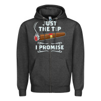 Charcoal Heather Just The Tip Cigar Smoker Gift Funny Cigar Smoking Zipper Hoodie - trangStudio