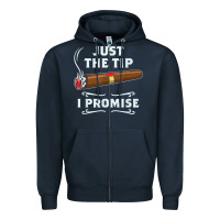 Navy Just The Tip Cigar Smoker Gift Funny Cigar Smoking Zipper Hoodie - trangStudio