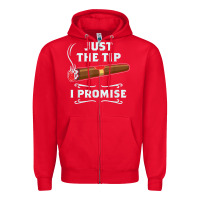 Red Just The Tip Cigar Smoker Gift Funny Cigar Smoking Zipper Hoodie - trangStudio