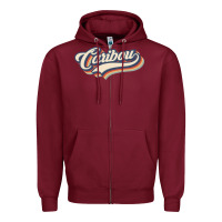 Burgundy I Love Caribou City Usa Retro Vintage Zipper Hoodie - trangStudio