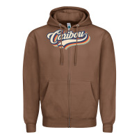 Chestnut I Love Caribou City Usa Retro Vintage Zipper Hoodie - trangStudio