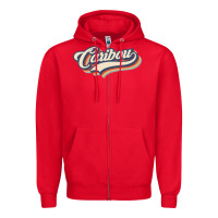 Red I Love Caribou City Usa Retro Vintage Zipper Hoodie - trangStudio