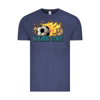 Vintage Denim Game day Soccer leopard flames fireball Vintage Tee - HowdyJamesFarm