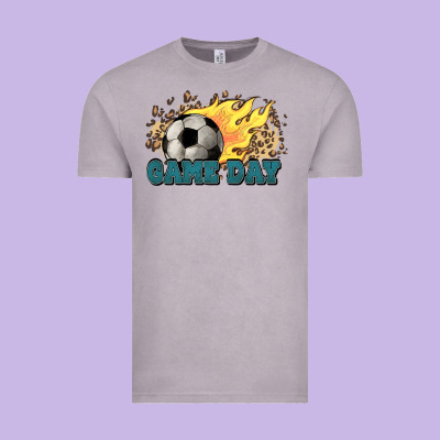 Game Day Soccer Leopard Flames Fireball Vintage Tee Designed By Howdyjamesfarm