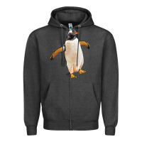 Charcoal Heather penguin Zipper Hoodie - LillyAllenDesigns