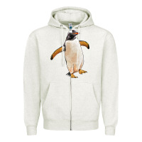 Oatmeal Heather penguin Zipper Hoodie - LillyAllenDesigns