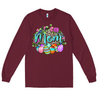 Burgundy Easter Mom  Happy Easter Day Long Sleeve Tee - CowGirlArtShop