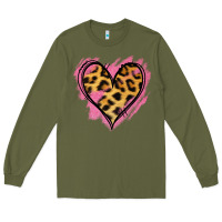 Army Green Leopard Pink Glitter Heart Long Sleeve Tee - Jasminsmagicworld