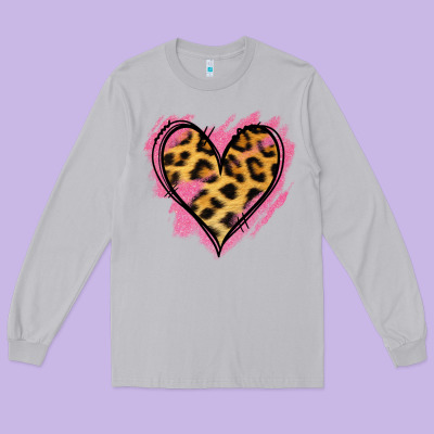 Leopard Pink Glitter Heart Long Sleeve Tee Designed By Jasminsmagicworld