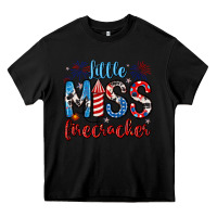 Black little miss firecracker 4th of july Heavy Core Tee - Artiststas