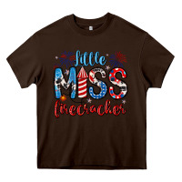 Chocolate Brown little miss firecracker 4th of july Heavy Core Tee - Artiststas