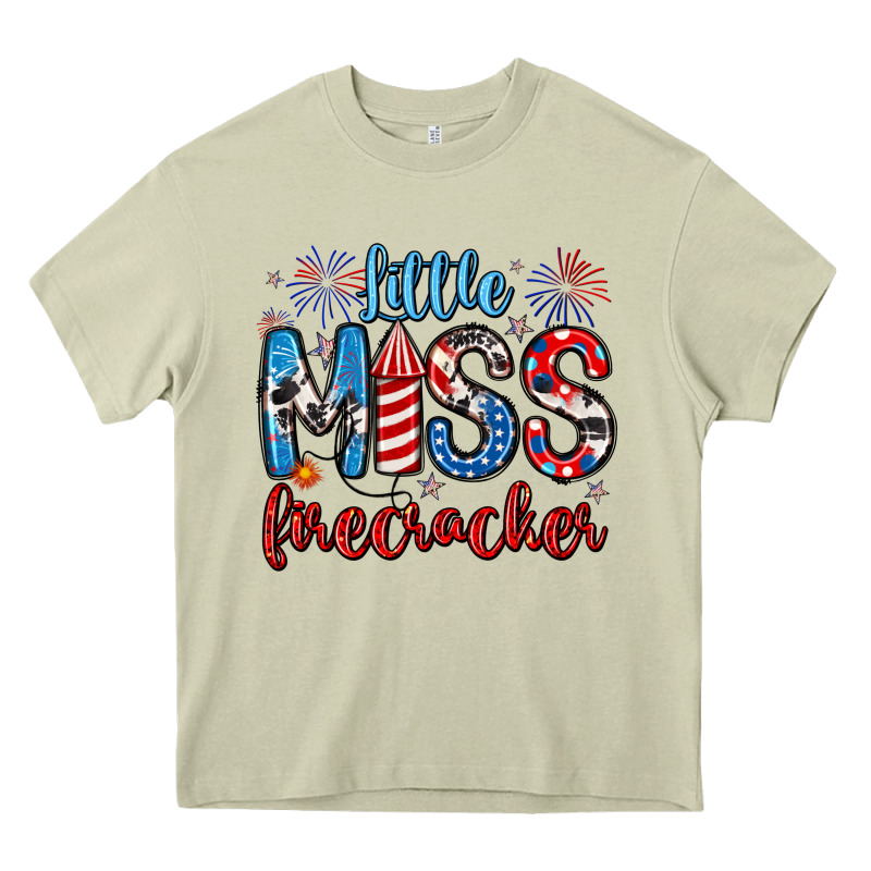 Little Miss Firecracker 4th Of July Heavy Core Tee by Artiststas | Teevron