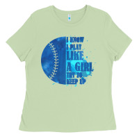 Matcha I Know I Play Like A Girl Try To Keep Up Softball Ladies Tee - Bettercallsaul