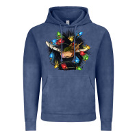 Vintage Denim christmas black angus gnome Vintage Hoodie - CowGirlArtShop