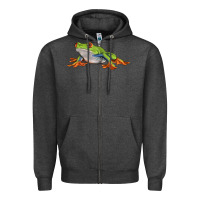 Charcoal Heather red eyed tree frog Zipper Hoodie - LillyAllenDesigns