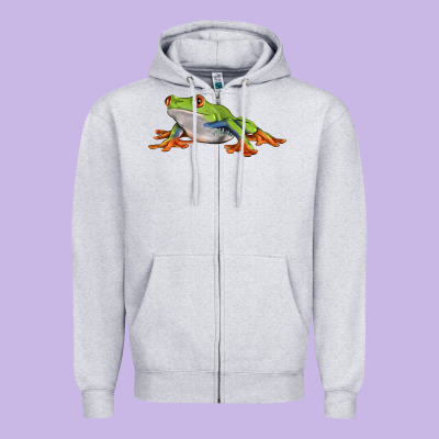 Red Eyed Tree Frog Zipper Hoodie Designed By Lillyallendesigns