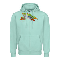 Seafoam red eyed tree frog Zipper Hoodie - LillyAllenDesigns