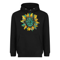 Black sunflower with gemstone and cowhide Heavyweight Hoodie - Artiststas