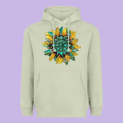 Sunflower With Gemstone And Cowhide Heavyweight Hoodie Designed By Artiststas