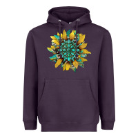 Plum sunflower with gemstone and cowhide Heavyweight Hoodie - Artiststas