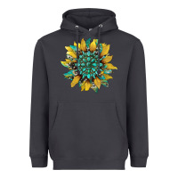 Smoke sunflower with gemstone and cowhide Heavyweight Hoodie - Artiststas