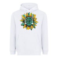 White sunflower with gemstone and cowhide Heavyweight Hoodie - Artiststas