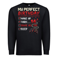 Black 14 Year Old Gamer Gift Boy Teen 14th Perfect Birthday Gaming Premium Sweatshirt - trangStudio