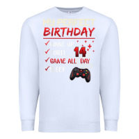 White 14 Year Old Gamer Gift Boy Teen 14th Perfect Birthday Gaming Premium Sweatshirt - trangStudio