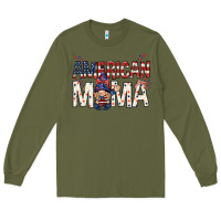 Army Green American mama with gnome mothers day Long Sleeve Tee - HowdyJamesFarm