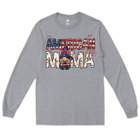 Heather Grey American mama with gnome mothers day Long Sleeve Tee - HowdyJamesFarm