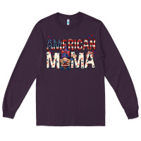 Plum American mama with gnome mothers day Long Sleeve Tee - HowdyJamesFarm