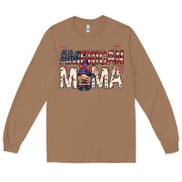 Toasted Coconut American mama with gnome mothers day Long Sleeve Tee - HowdyJamesFarm