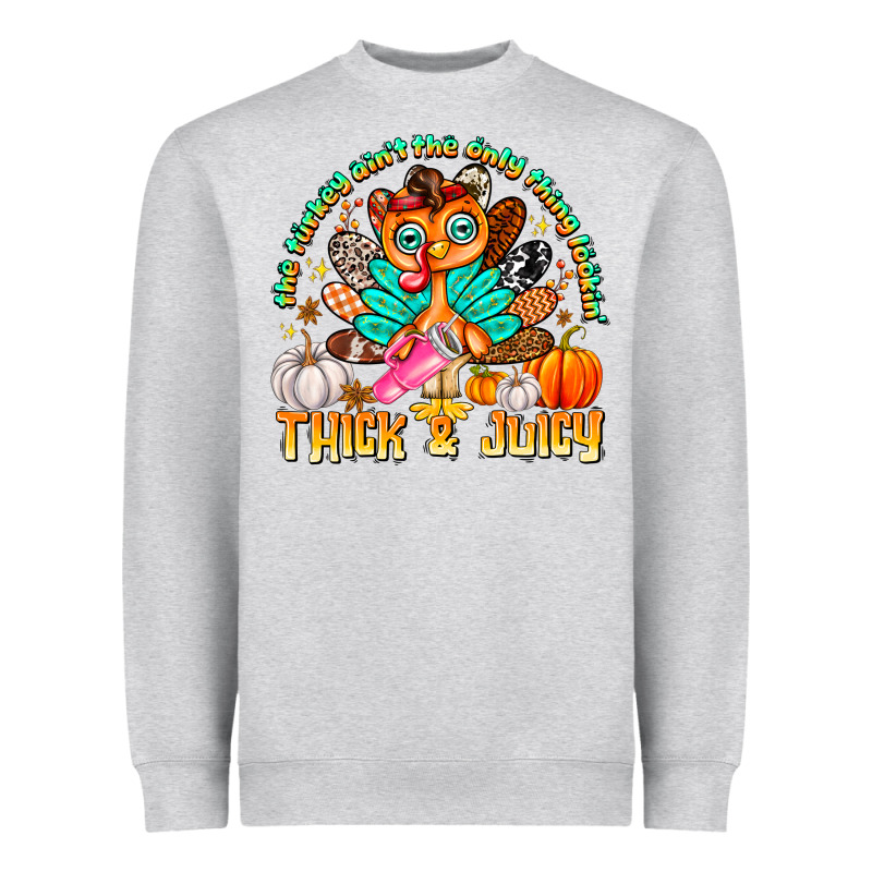 The Turkey Ain’t The Only Thing Lookin Thick & J Heavyweight Sweatshirt by CowhideDigitalArt | Teevron