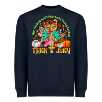 Navy The Turkey Ain’t The Only Thing Lookin Thick & J Heavyweight Sweatshirt - CowhideDigitalArt