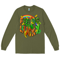Army Green St. Patrick's Day Feeling lucky Long Sleeve Tee - CowGirlArtShop
