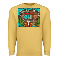 Antique Gold wild one longhorn gemstones cactus and sunflowers Premium Sweatshirt - Artiststas