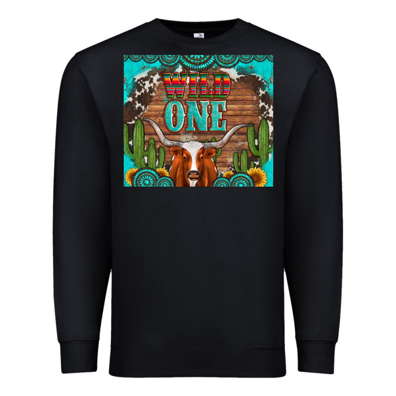 Wild One Longhorn Gemstones Cactus And Sunflowers Premium Sweatshirt by Artiststas | Teevron