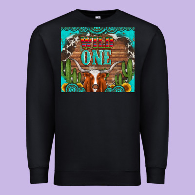 Wild One Longhorn Gemstones Cactus And Sunflowers Premium Sweatshirt Designed By Artiststas