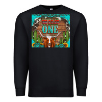 Black wild one longhorn gemstones cactus and sunflowers Premium Sweatshirt - Artiststas