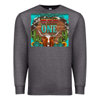 Charcoal Heather wild one longhorn gemstones cactus and sunflowers Premium Sweatshirt - Artiststas