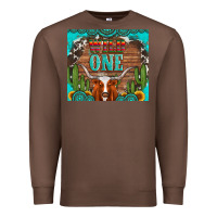 Chestnut wild one longhorn gemstones cactus and sunflowers Premium Sweatshirt - Artiststas