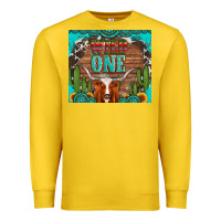 Lemon wild one longhorn gemstones cactus and sunflowers Premium Sweatshirt - Artiststas